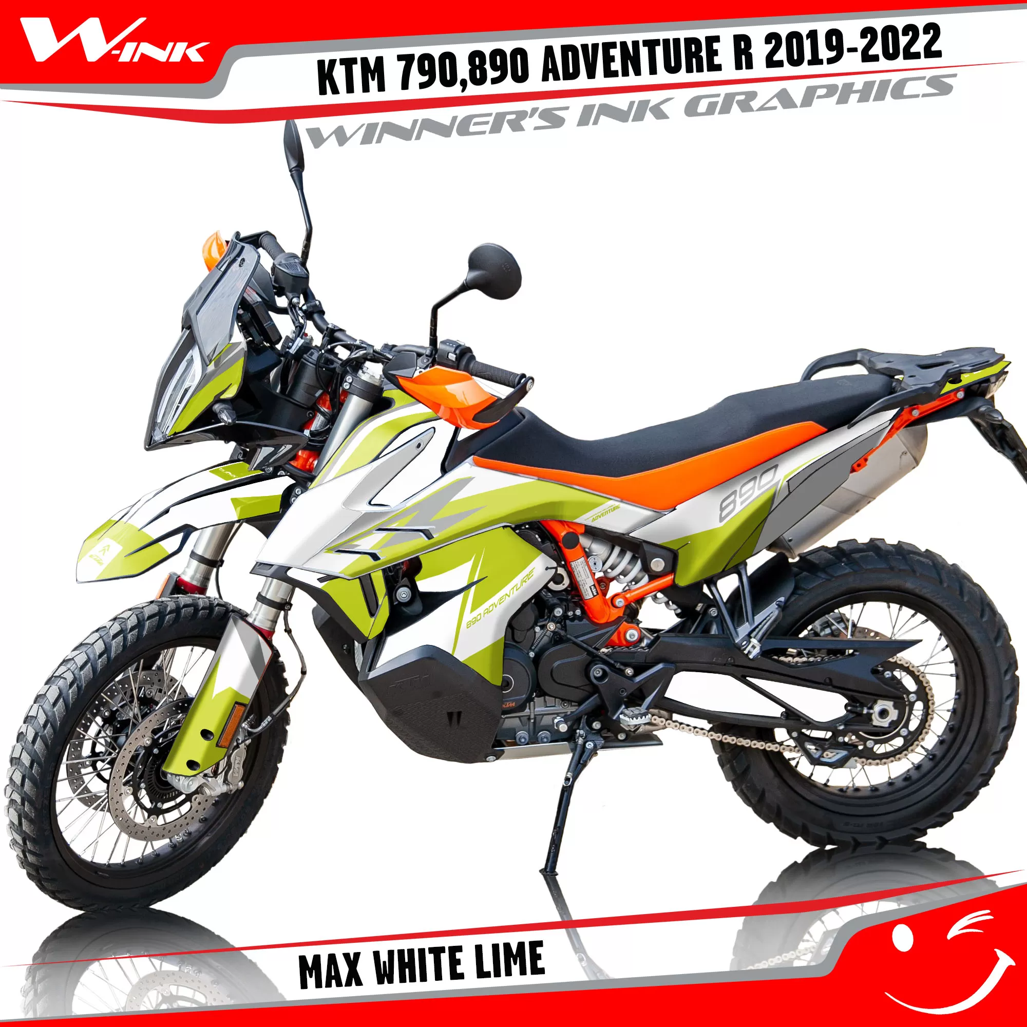 Adventure-R-790-890-2019-2020-2021-2022-graphics-kit-and-decals-with-designs-Max-White-Lime