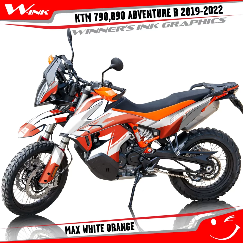 Adventure-R-790-890-2019-2020-2021-2022-graphics-kit-and-decals-with-designs-Max-White-Orange