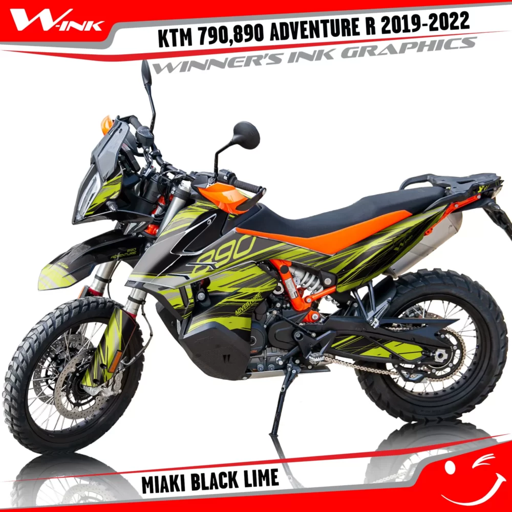 Adventure-R-790-890-2019-2020-2021-2022-graphics-kit-and-decals-with-designs-Miaki-Black-Lime