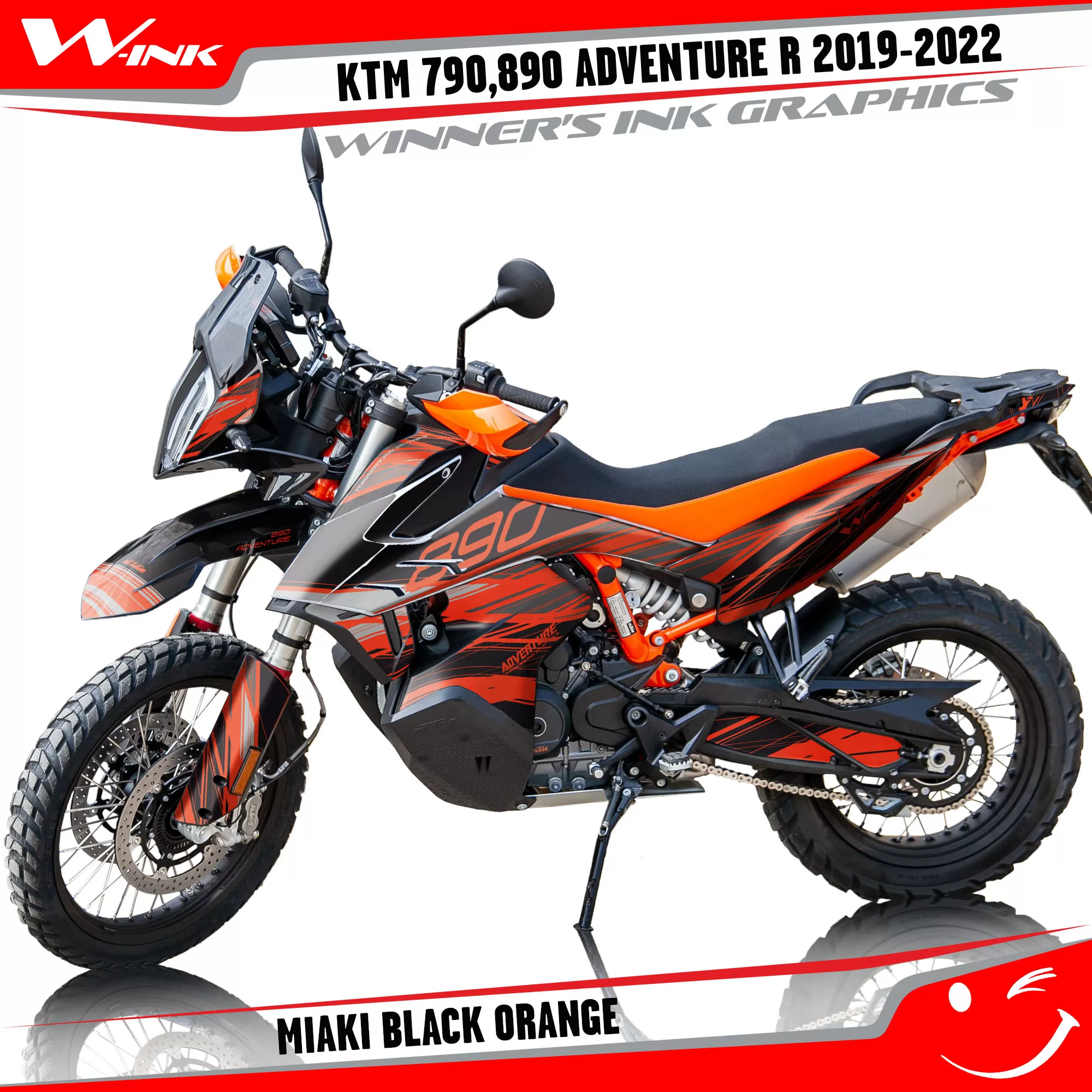 Adventure-R-790-890-2019-2020-2021-2022-graphics-kit-and-decals-with-designs-Miaki-Black-Orange