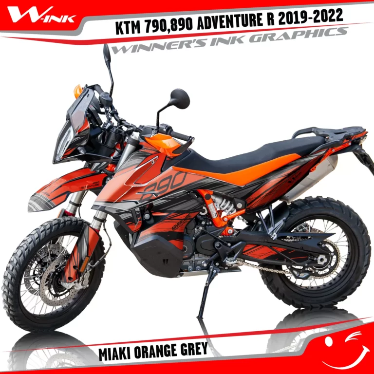 Adventure-R-790-890-2019-2020-2021-2022-graphics-kit-and-decals-with-designs-Miaki-Orange-Grey