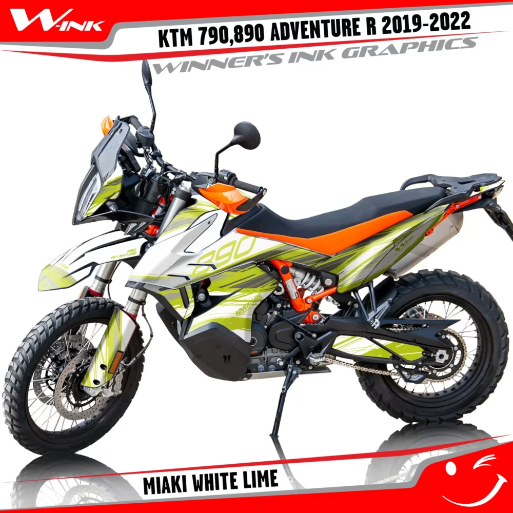 Adventure-R-790-890-2019-2020-2021-2022-graphics-kit-and-decals-with-designs-Miaki-White-Lime