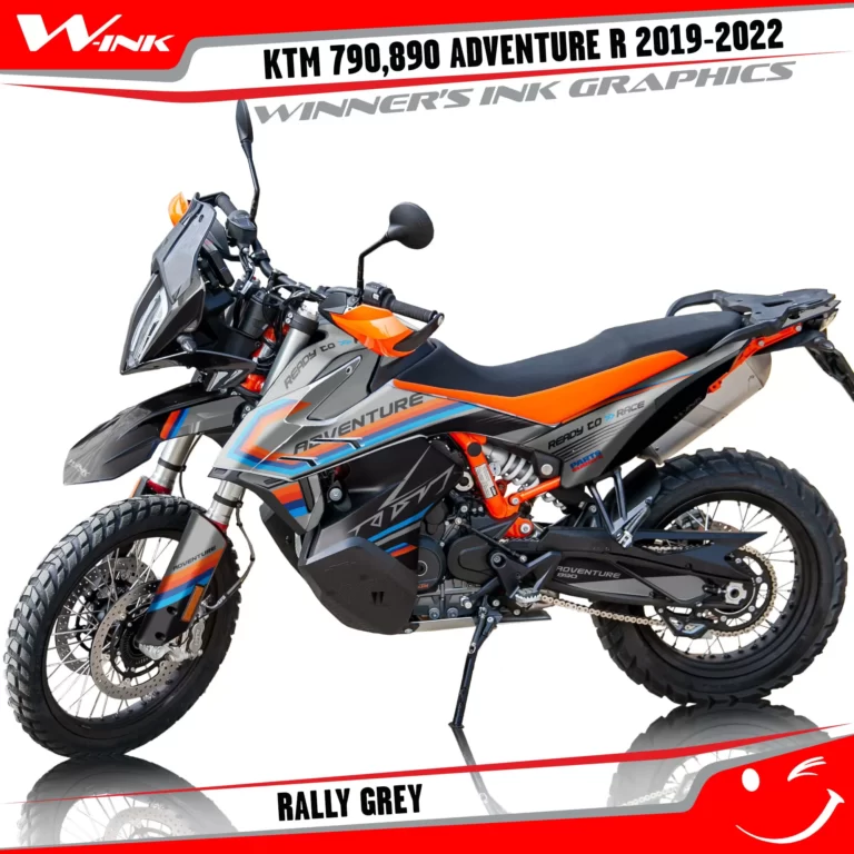 Adventure-R-790-890-2019-2020-2021-2022-graphics-kit-and-decals-with-designs-Rally-Grey