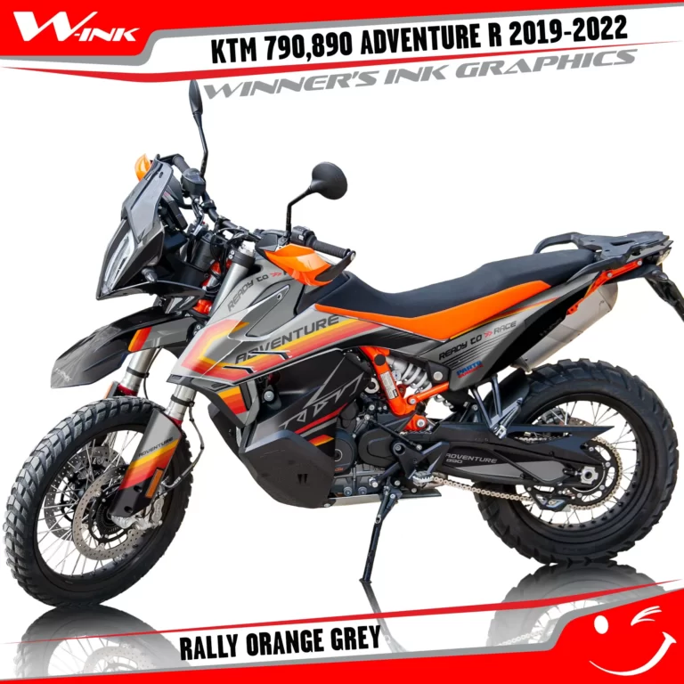 Adventure-R-790-890-2019-2020-2021-2022-graphics-kit-and-decals-with-designs-Rally-Orange-Grey