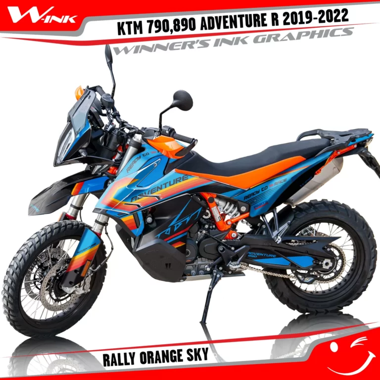Adventure-R-790-890-2019-2020-2021-2022-graphics-kit-and-decals-with-designs-Rally-Orange-Sky