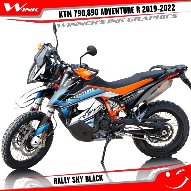 Adventure-R-790-890-2019-2020-2021-2022-graphics-kit-and-decals-with-designs-Rally-Sky-Black