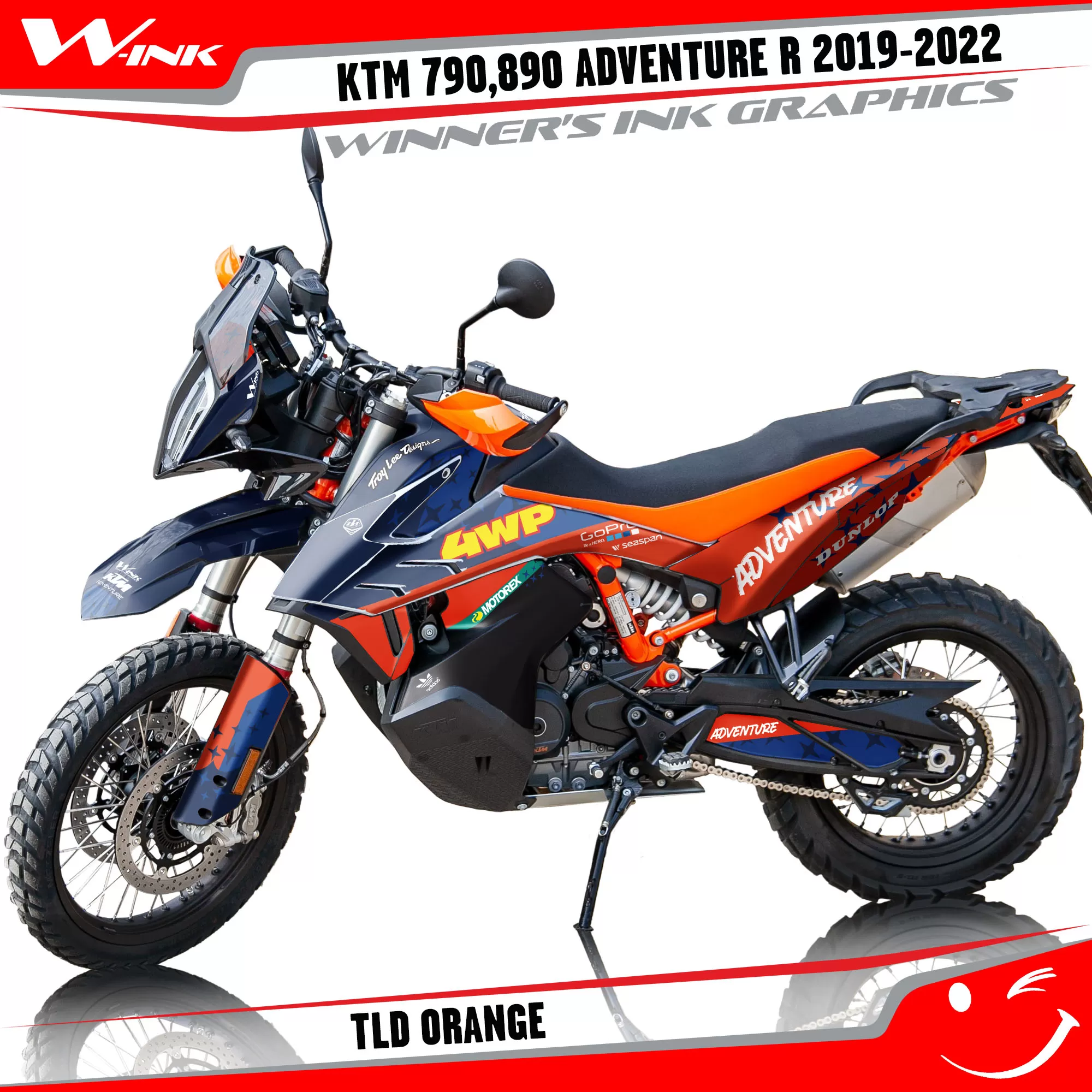 Adventure-R-790-890-2019-2020-2021-2022-graphics-kit-and-decals-with-designs-TLD-Orange