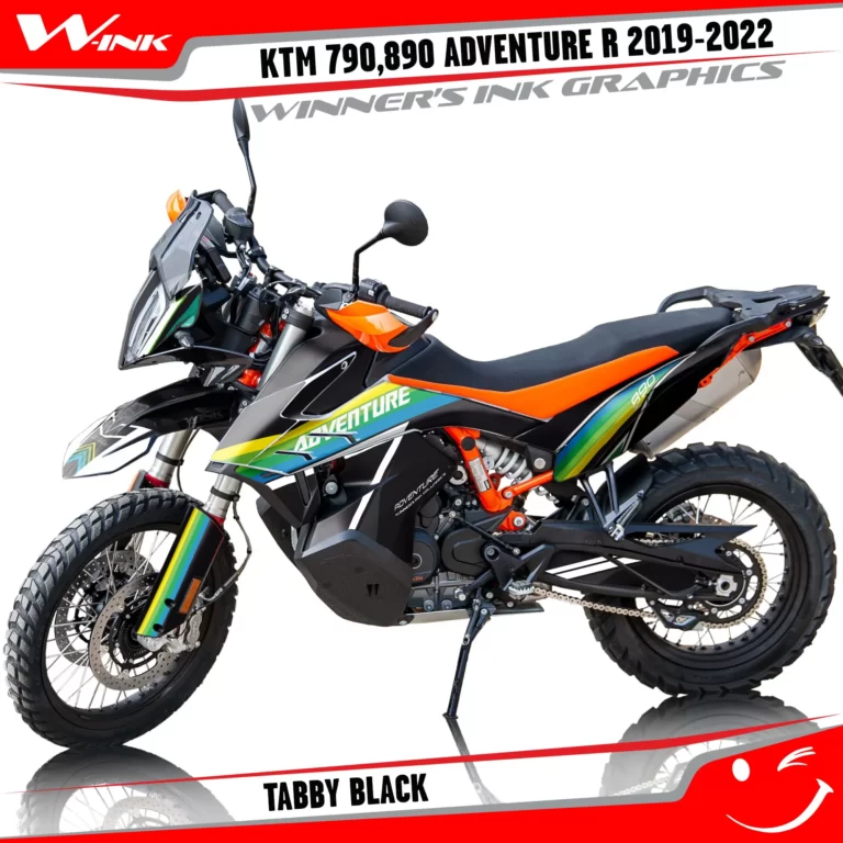 Adventure-R-790-890-2019-2020-2021-2022-graphics-kit-and-decals-with-designs-Tabby-Black