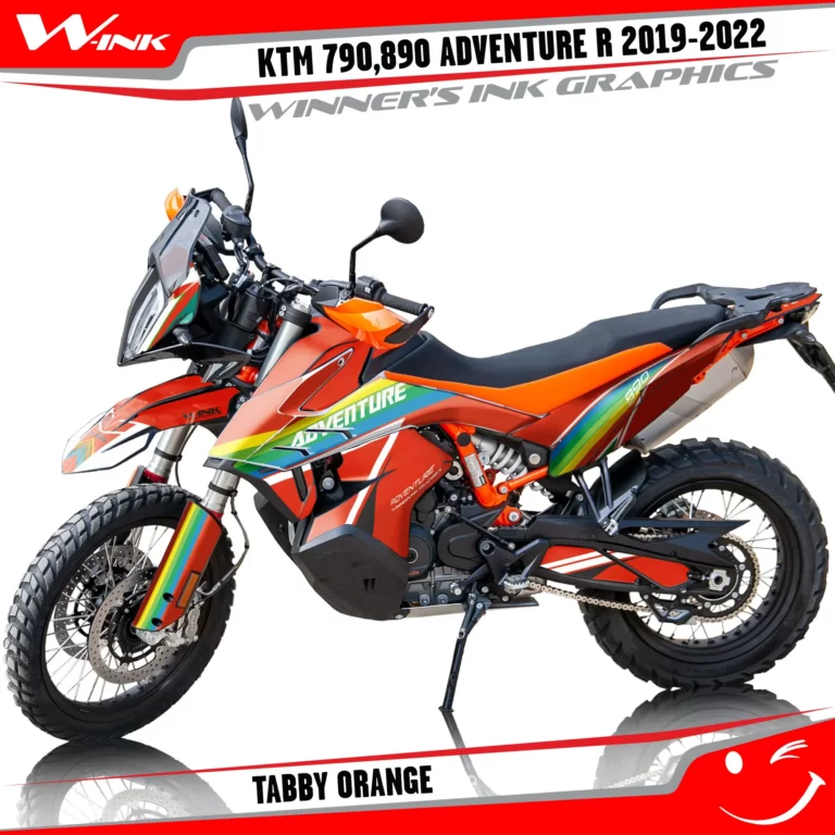 Adventure-R-790-890-2019-2020-2021-2022-graphics-kit-and-decals-with-designs-Tabby-Orange
