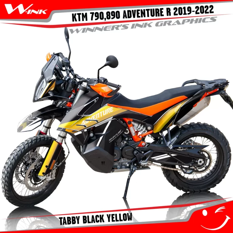 Adventure-R-790-890-2019-2020-2021-2022-graphics-kit-and-decals-with-designs-Tabby -lack-Yellow