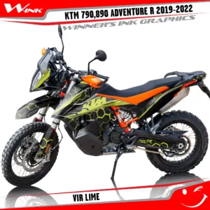 Adventure-R-790-890-2019-2020-2021-2022-graphics-kit-and-decals-with-designs-Vir-Black-Lime
