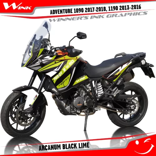 KTM-Adventure-1090-2017-2018-2019-1190-2013-2014-2015-2016-graphics-kit-and-decals-with-designs-Arcanum-Black-Lime