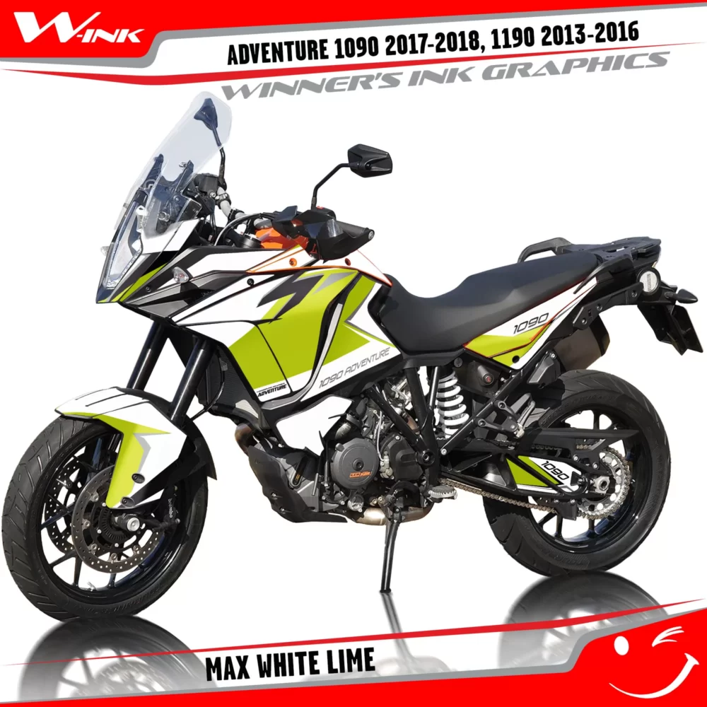 KTM-Adventure-1090-2017-2018-2019-1190-2013-2014-2015-2016-graphics-kit-and-decals-with-designs-Max-White-Lime