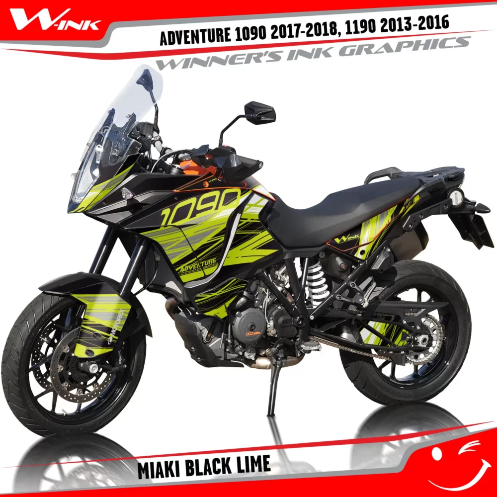 KTM-Adventure-1090-2017-2018-2019-1190-2013-2014-2015-2016-graphics-kit-and-decals-with-designs-Miaki-Black-Lime