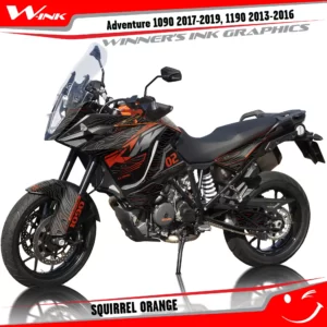 KTM-Adventure-1090-2017-2018-2019-1190-2013-2014-2015-2016-graphics-kit-and-decals-with-designs-Squirrel-Black-Orange