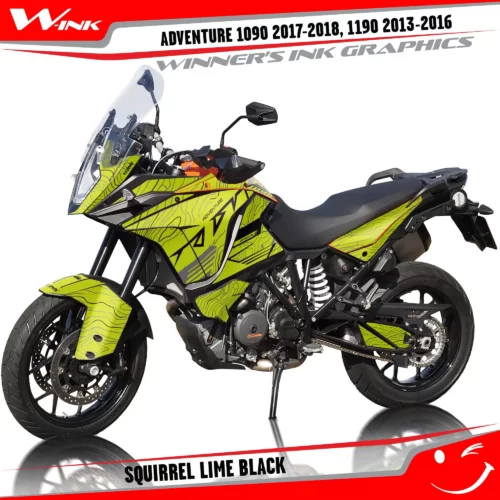 KTM-Adventure-1090-2017-2018-2019-1190-2013-2014-2015-2016-graphics-kit-and-decals-with-designs-Squirrel-Lime-Black