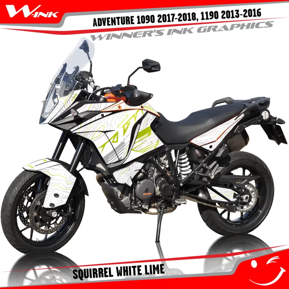KTM-Adventure-1090-2017-2018-2019-1190-2013-2014-2015-2016-graphics-kit-and-decals-with-designs-Squirrel-White-Lime