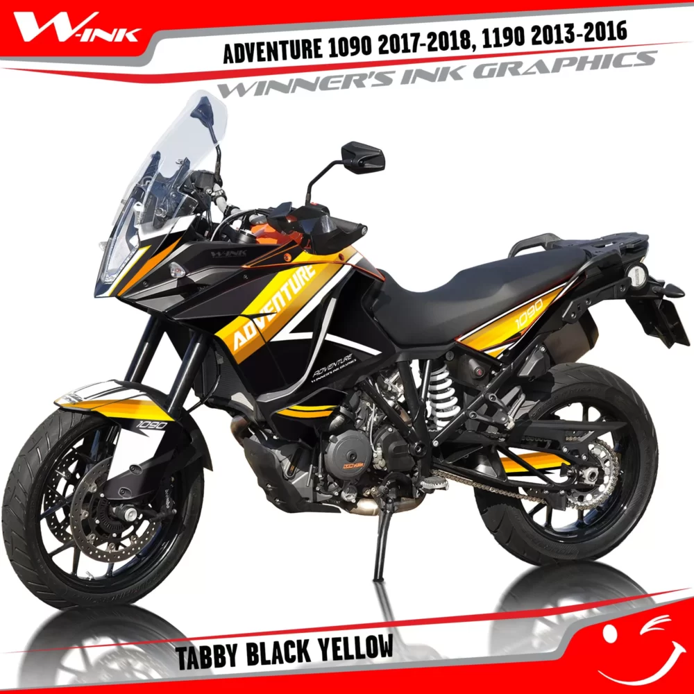 KTM-Adventure-1090-2017-2018-2019-1190-2013-2014-2015-2016-graphics-kit-and-decals-with-designs-Tabby-Black-Yellow