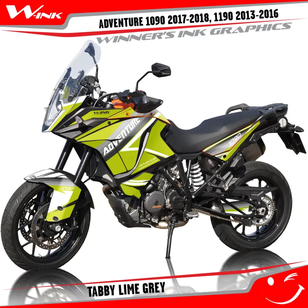KTM-Adventure-1090-2017-2018-2019-1190-2013-2014-2015-2016-graphics-kit-and-decals-with-designs-Tabby-Lime-Grey