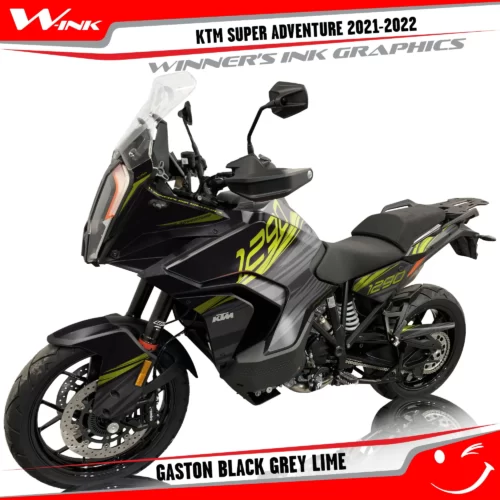 KTM-Super-Adventure-S-2021-2022-graphics-kit-and-decals-with-designs-Gaston-Black-Grey-Lime