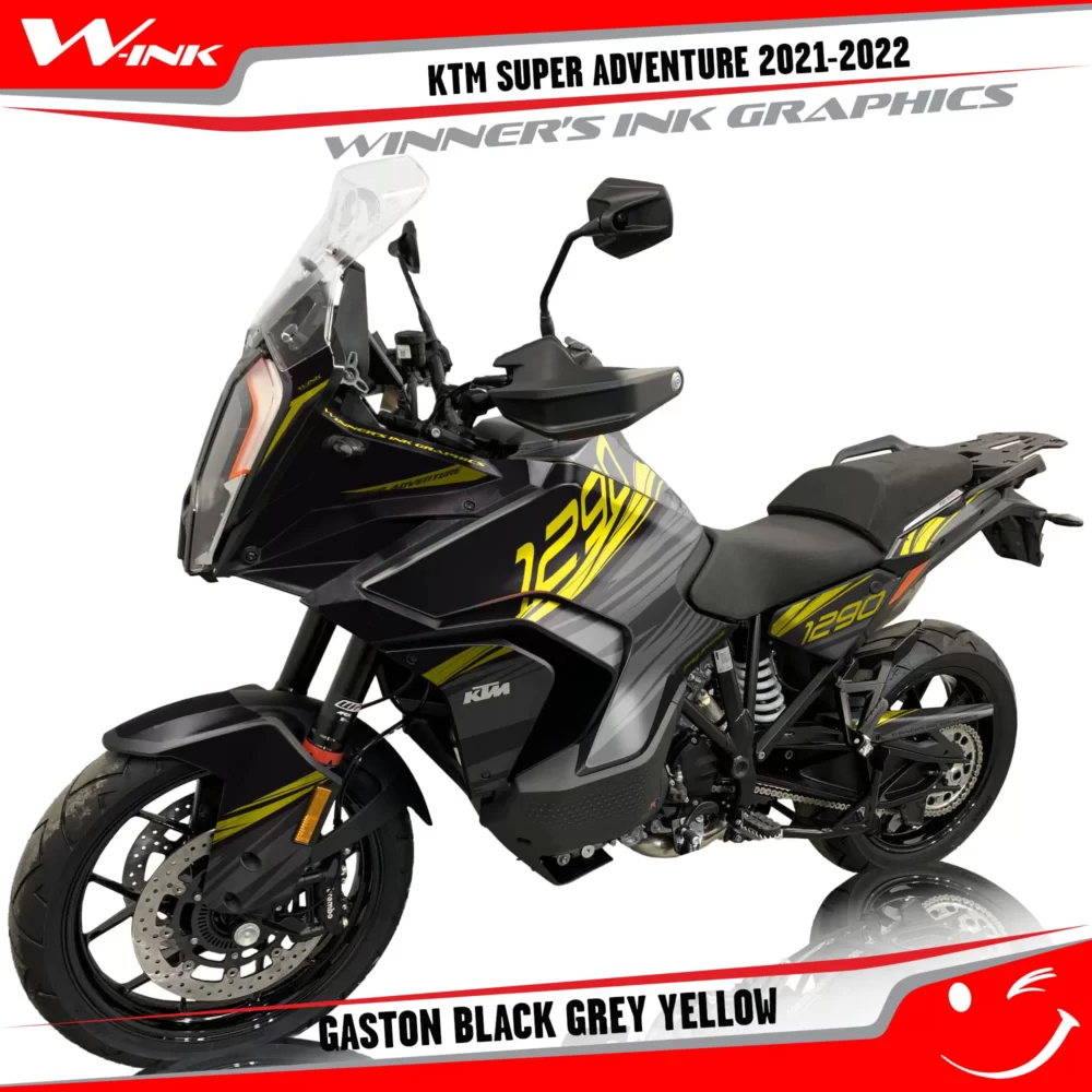 KTM-Super-Adventure-S-2021-2022-graphics-kit-and-decals-with-designs-Gaston-Black-Grey-Yellow