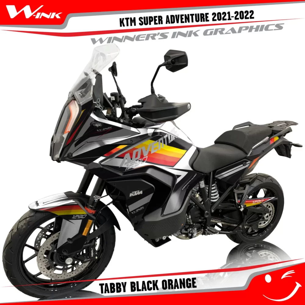KTM-Super-Adventure-S-2021-2022-graphics-kit-and-decals-with-designs-Tabby-Black-Orange