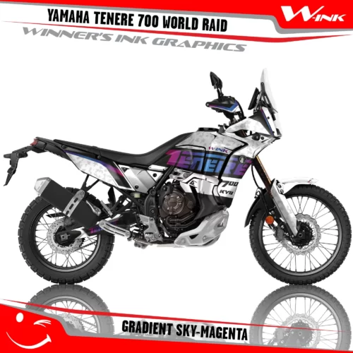 Yamaha-Tenere-700-2022-2023-2024-2025-World-Raid-graphics-kit-and-decals-with-desing-Gradient-White-Sky-Magenta