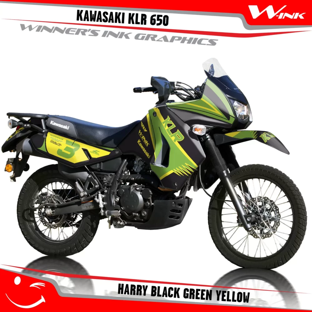 Kawasaki-KLR-650-2008-2009-2010-2011-2012-2013-2014-2015-2016-2017-2018-Harry-Black-Green-Yellow