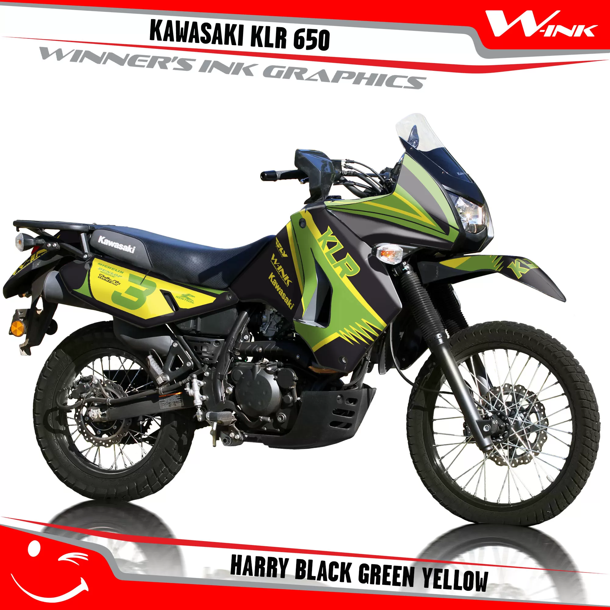 Kawasaki-KLR-650-2008-2009-2010-2011-2012-2013-2014-2015-2016-2017-2018-Harry-Black-Green-Yellow