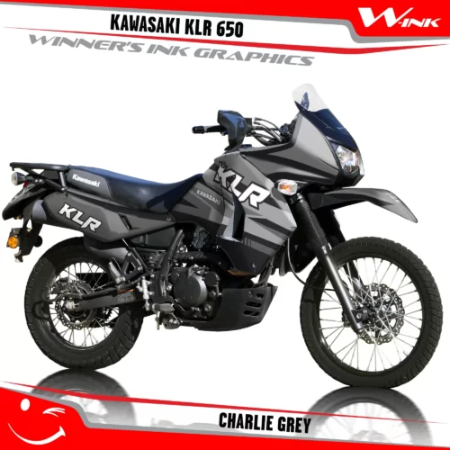 Kawasaki-KLR-650-2008-2009-2010-2011-2012-2013-2014-2015-2016-2017-2018-graphics-kit-and-decals-Charlie-Grey