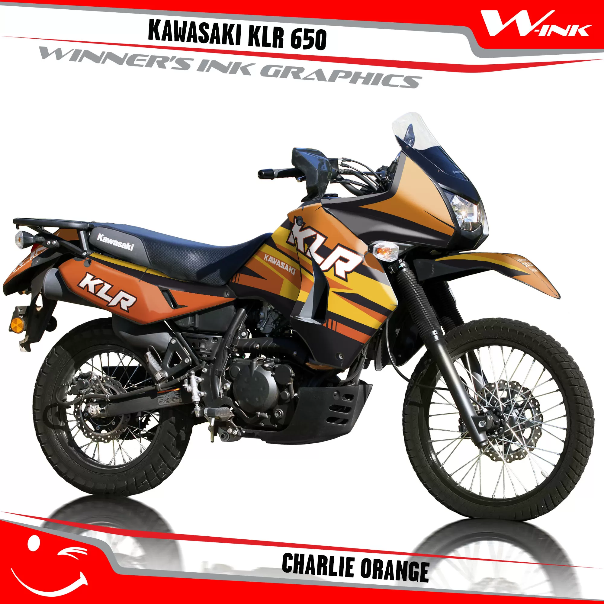 Kawasaki-KLR-650-2008-2009-2010-2011-2012-2013-2014-2015-2016-2017-2018-graphics-kit-and-decals-Charlie-Orange