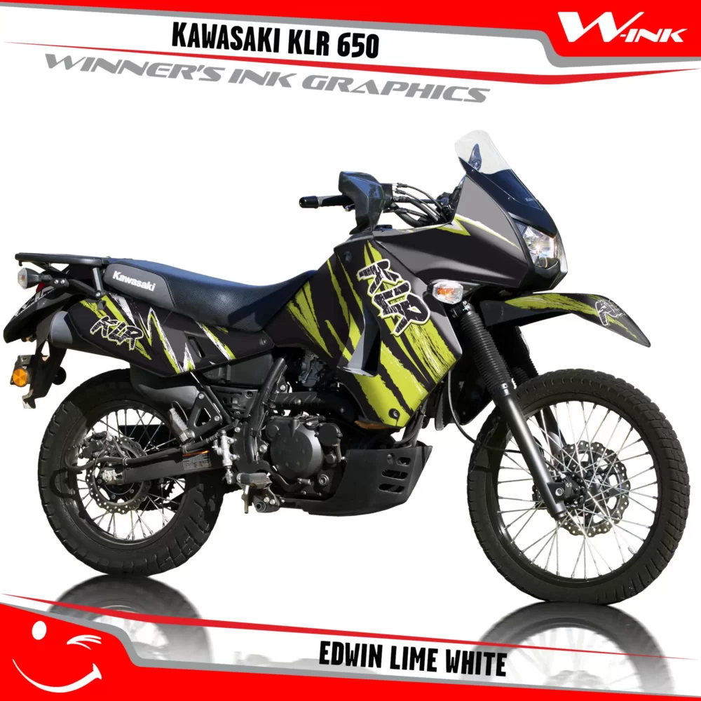 Kawasaki-KLR-650-2008-2009-2010-2011-2012-2013-2014-2015-2016-2017-2018-graphics-kit-and-decals-Edwin-Lime-White