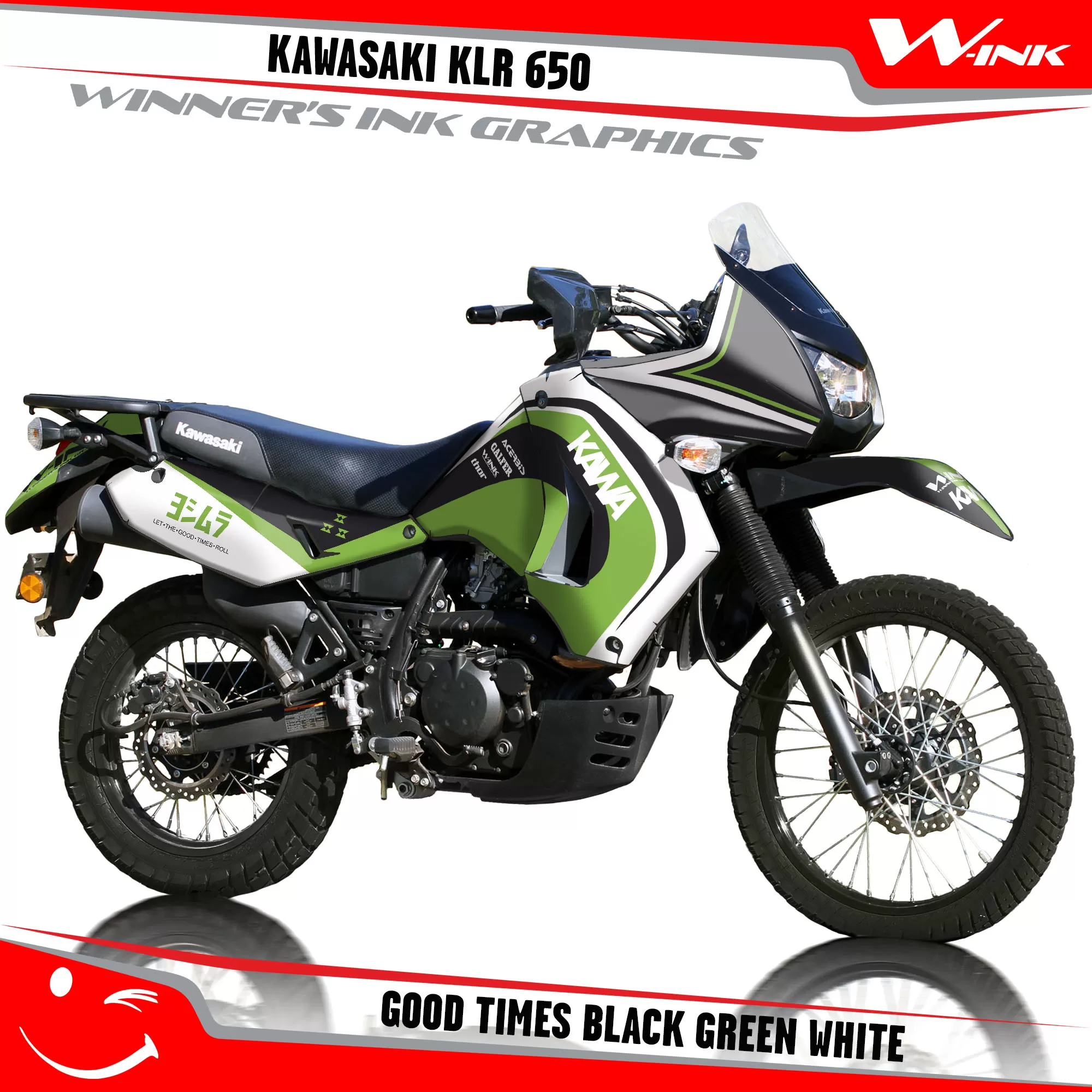 Kawasaki-KLR-650-2008-2009-2010-2011-2012-2013-2014-2015-2016-2017-2018-graphics-kit-and-decals-Good-Times-Black-Green-White