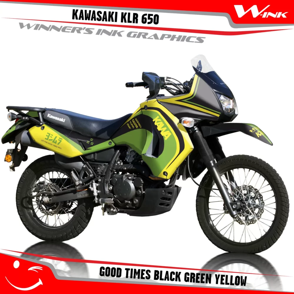 Kawasaki-KLR-650-2008-2009-2010-2011-2012-2013-2014-2015-2016-2017-2018-graphics-kit-and-decals-Good-Times-Black-Green-Yellow