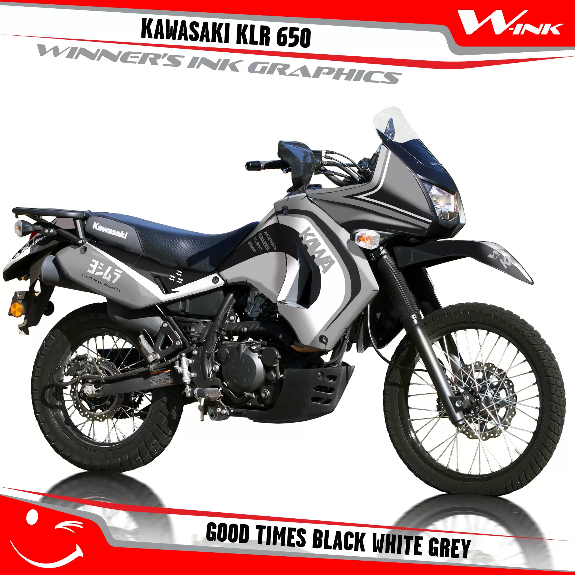 Kawasaki-KLR-650-2008-2009-2010-2011-2012-2013-2014-2015-2016-2017-2018-graphics-kit-and-decals-Good-Times-Black-White-Grey