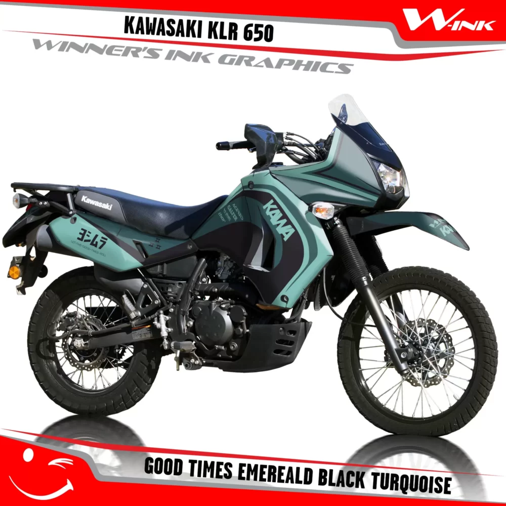 Kawasaki-KLR-650-2008-2009-2010-2011-2012-2013-2014-2015-2016-2017-2018-graphics-kit-and-decals-Good-Times-Emereald-Black-Turquoise