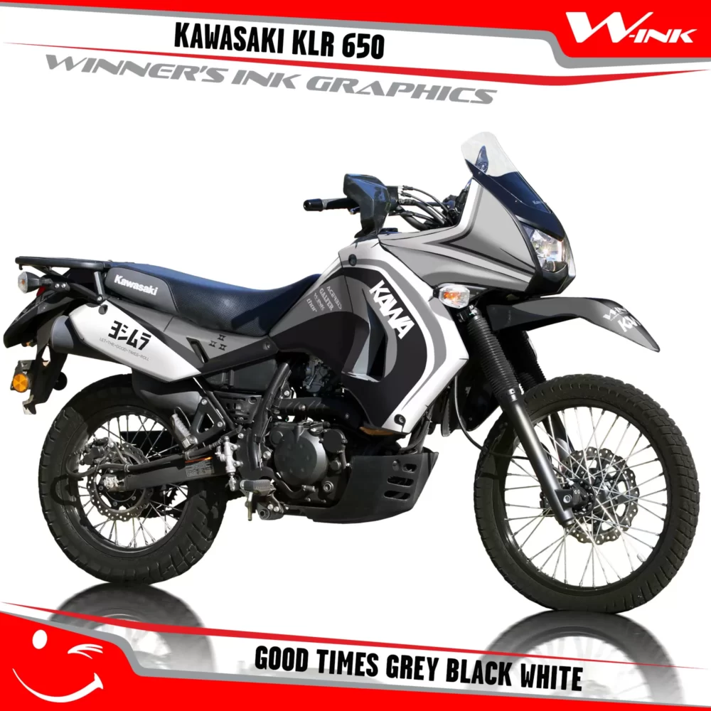 Kawasaki-KLR-650-2008-2009-2010-2011-2012-2013-2014-2015-2016-2017-2018-graphics-kit-and-decals-Good-Times-Grey-Black-White