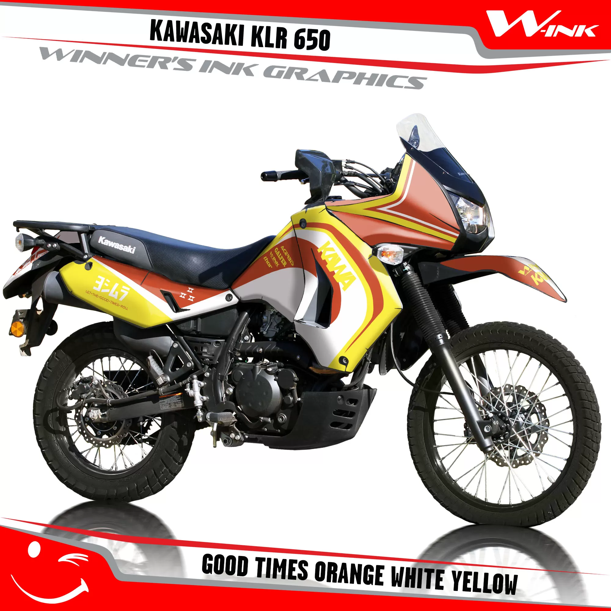 Kawasaki-KLR-650-2008-2009-2010-2011-2012-2013-2014-2015-2016-2017-2018-graphics-kit-and-decals-Good-Times-Orange-White-Yellow