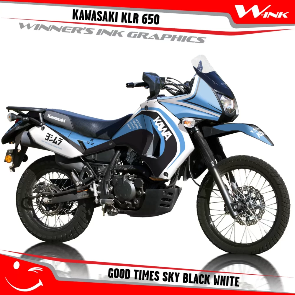 Kawasaki-KLR-650-2008-2009-2010-2011-2012-2013-2014-2015-2016-2017-2018-graphics-kit-and-decals-Good-Times-Sky-Black-White