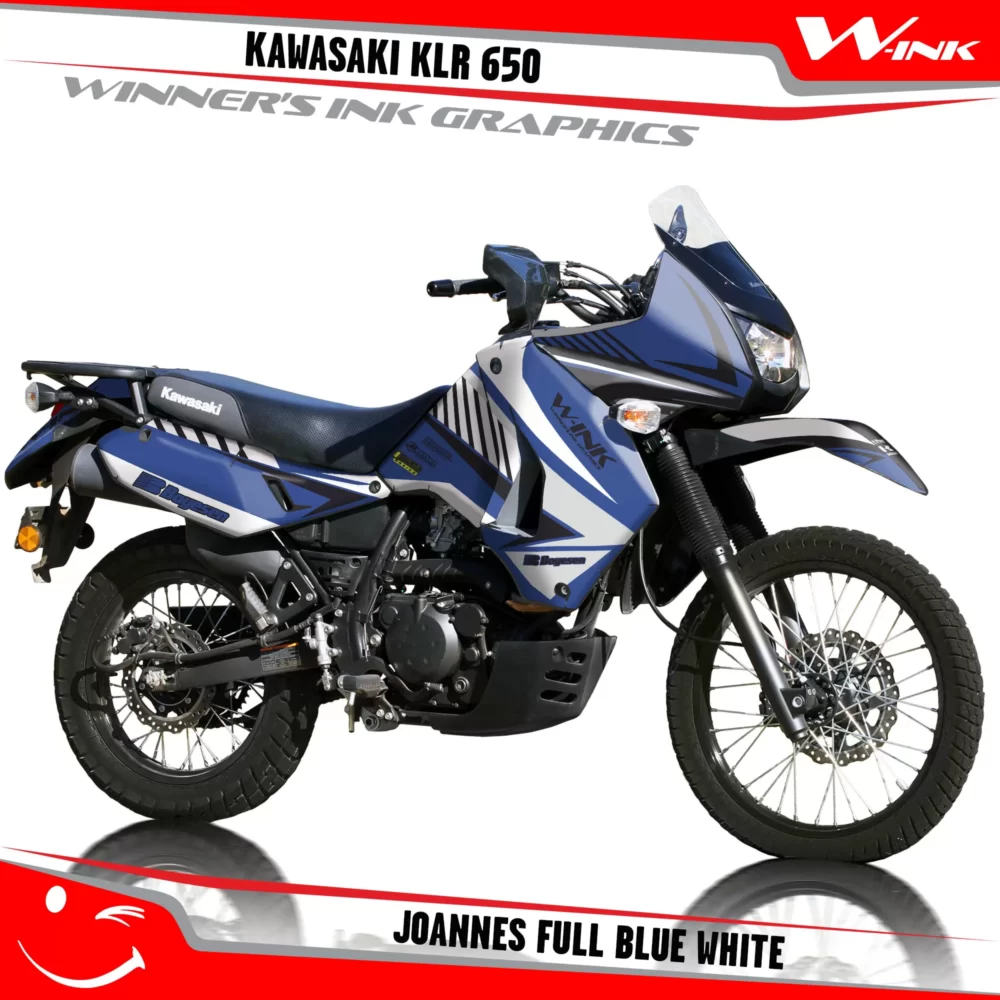 Kawasaki-KLR-650-2008-2009-2010-2011-2012-2013-2014-2015-2016-2017-2018-graphics-kit-and-decals-Joannes-Full-Blue-White