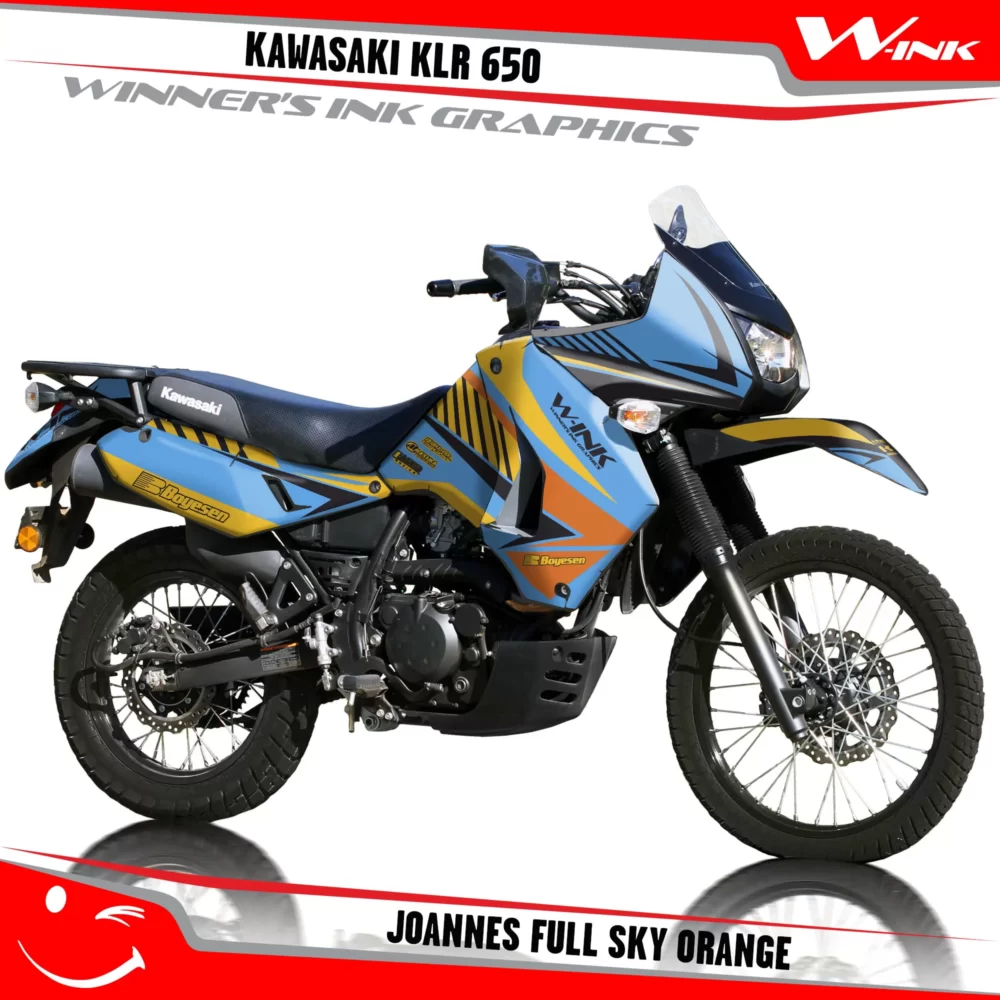 Kawasaki-KLR-650-2008-2009-2010-2011-2012-2013-2014-2015-2016-2017-2018-graphics-kit-and-decals-Joannes-Full-Sky-Orange