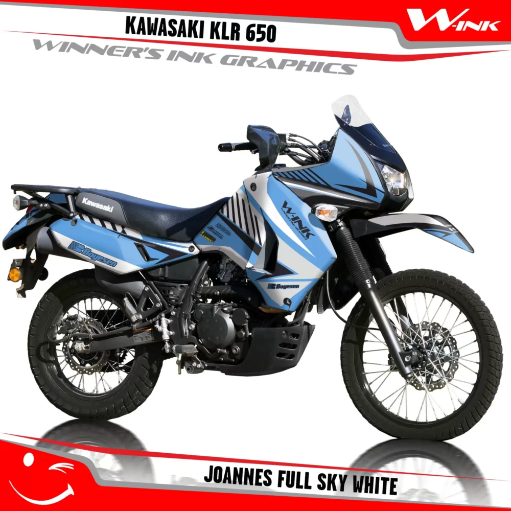 Kawasaki-KLR-650-2008-2009-2010-2011-2012-2013-2014-2015-2016-2017-2018-graphics-kit-and-decals-Joannes-Full-Sky-White