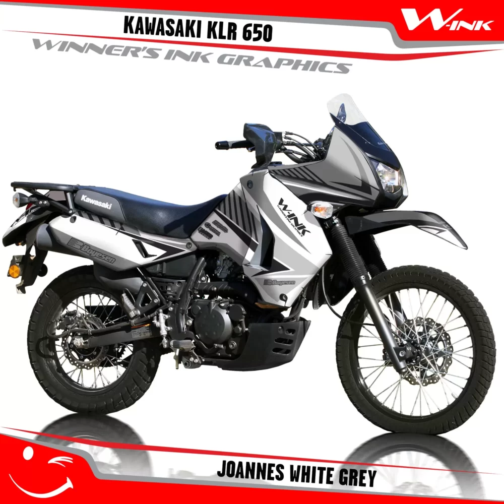 Kawasaki-KLR-650-2008-2009-2010-2011-2012-2013-2014-2015-2016-2017-2018-graphics-kit-and-decals-Joannes-White-Grey