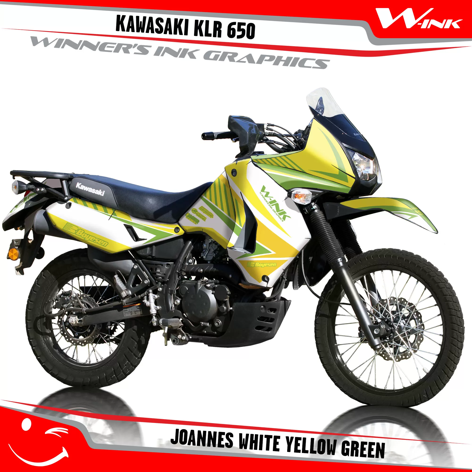 Kawasaki-KLR-650-2008-2009-2010-2011-2012-2013-2014-2015-2016-2017-2018-graphics-kit-and-decals-Joannes-White-Yellow-Green