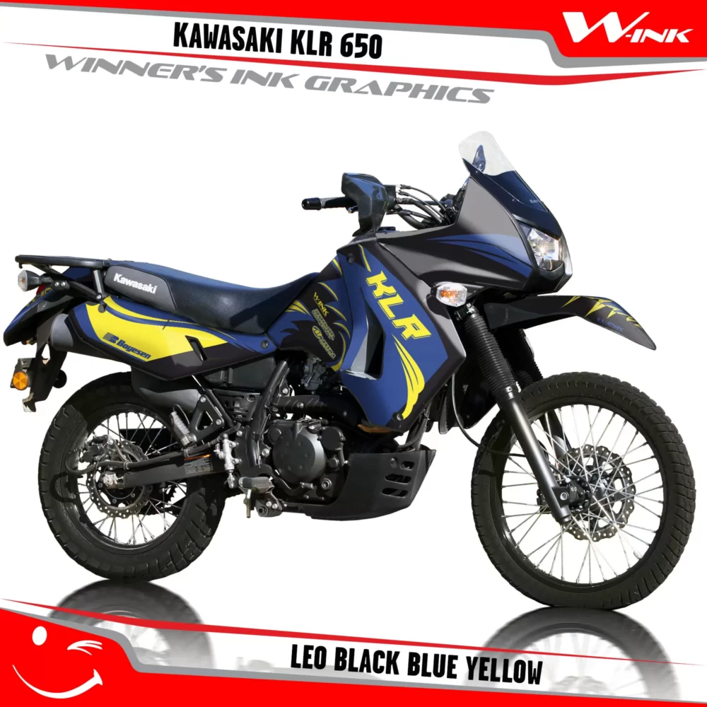 Kawasaki-KLR-650-2008-2009-2010-2011-2012-2013-2014-2015-2016-2017-2018-graphics-kit-and-decals-Leo-Black-Blue-Yellow