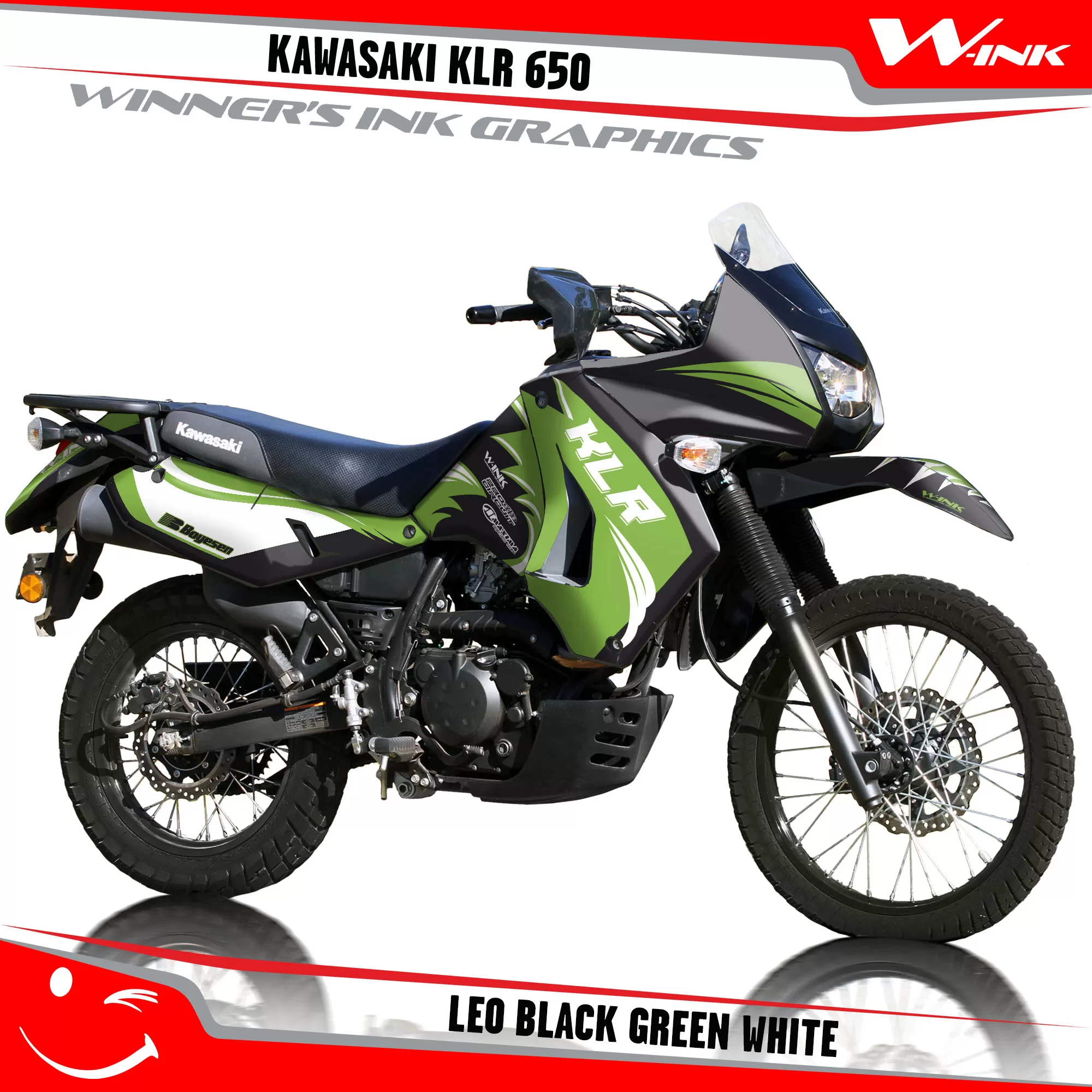 Kawasaki-KLR-650-2008-2009-2010-2011-2012-2013-2014-2015-2016-2017-2018-graphics-kit-and-decals-Leo-Black-Green-White