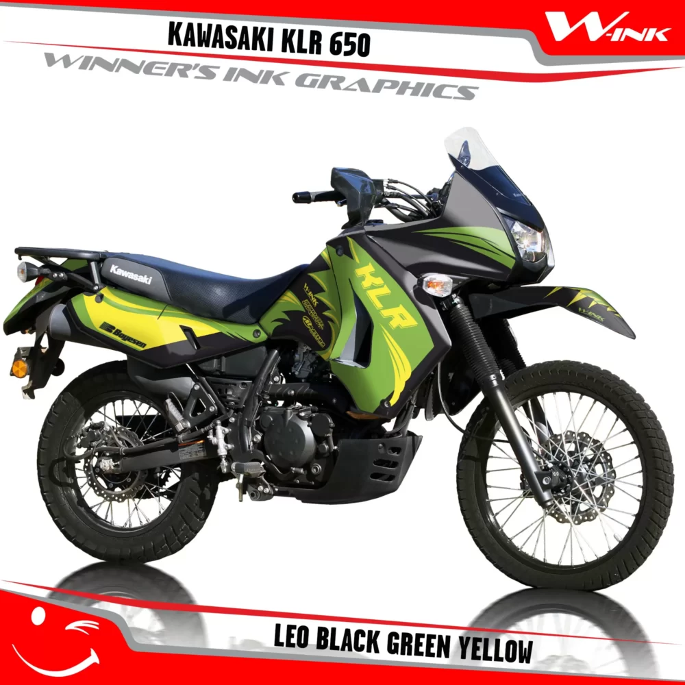 Kawasaki-KLR-650-2008-2009-2010-2011-2012-2013-2014-2015-2016-2017-2018-graphics-kit-and-decals-Leo-Black-Green-Yellow
