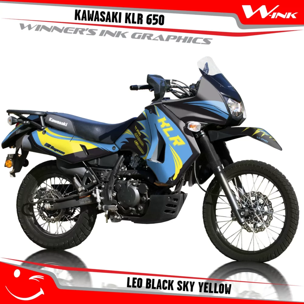 Kawasaki-KLR-650-2008-2009-2010-2011-2012-2013-2014-2015-2016-2017-2018-graphics-kit-and-decals-Leo-Black-Sky-Yellow