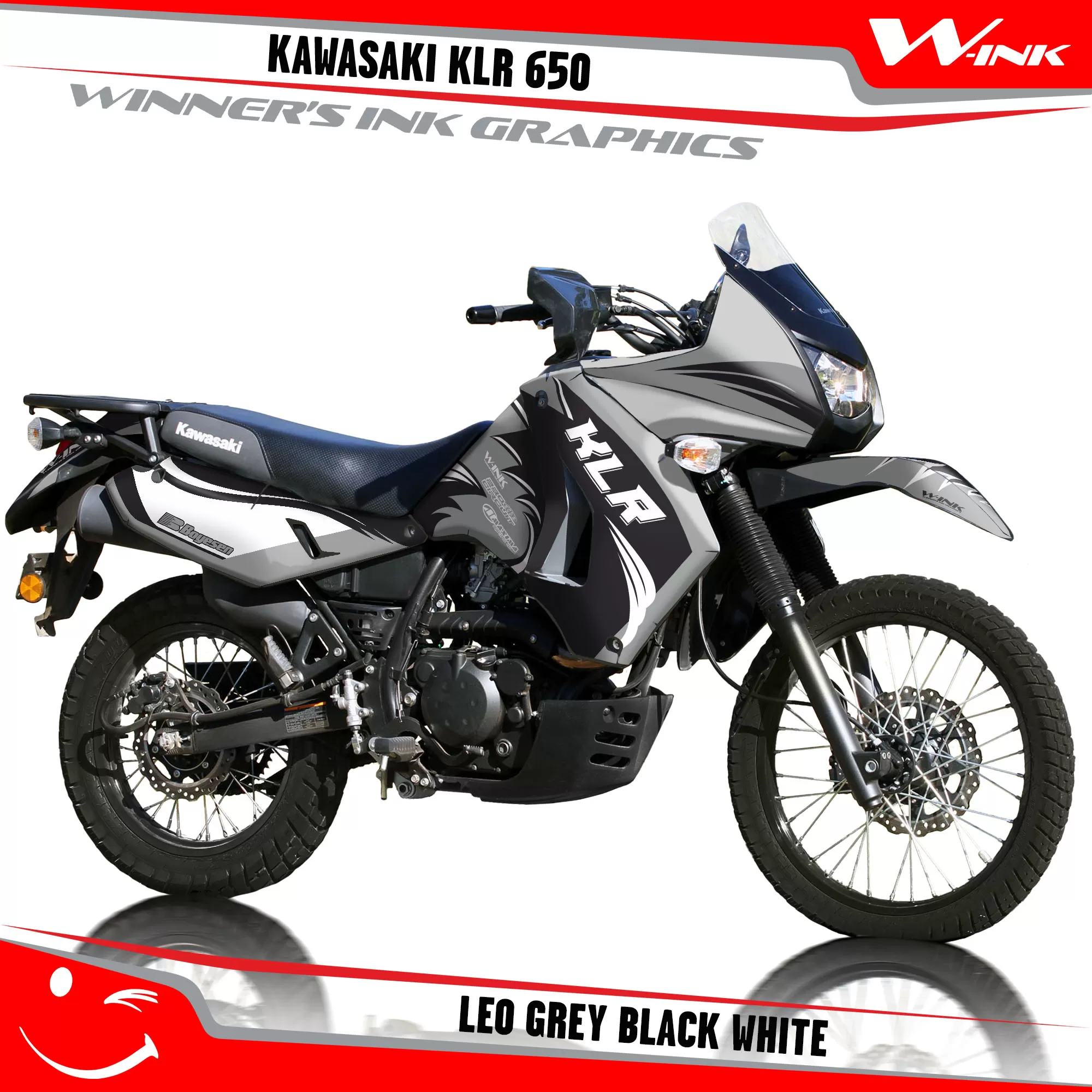 Kawasaki-KLR-650-2008-2009-2010-2011-2012-2013-2014-2015-2016-2017-2018-graphics-kit-and-decals-Leo-Grey-Black-White