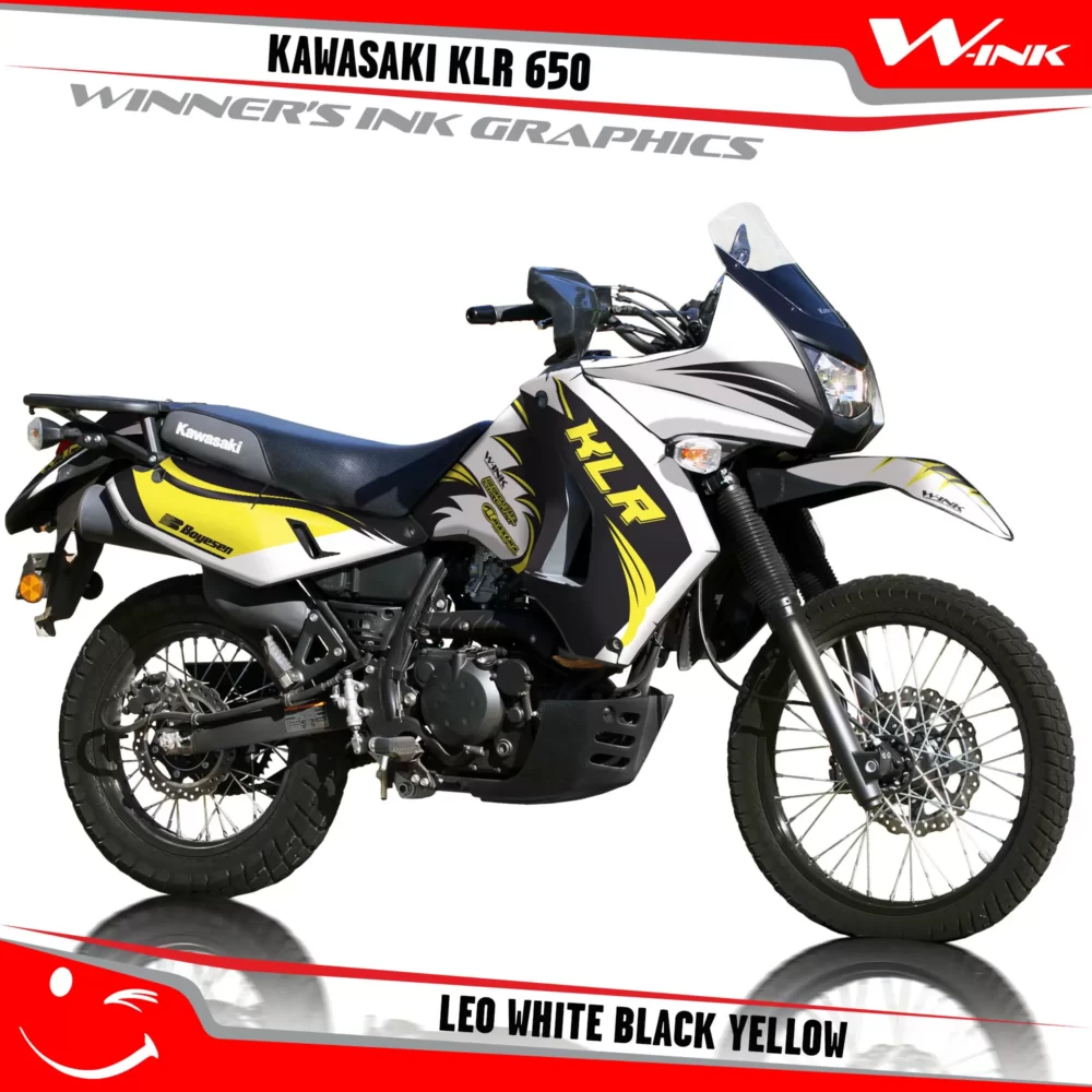 Kawasaki-KLR-650-2008-2009-2010-2011-2012-2013-2014-2015-2016-2017-2018-graphics-kit-and-decals-Leo-White-Black-Yellow